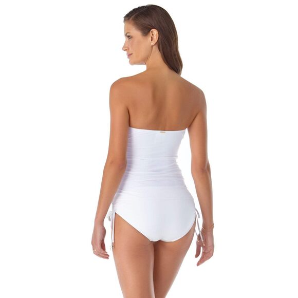 Anne Cole Solid Twist Front Shirred Bandeau Tankini Swim Top Black Large - Picture 9 of 9